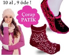Örme çetik, patik, boncuklu patik yumoş çorap.